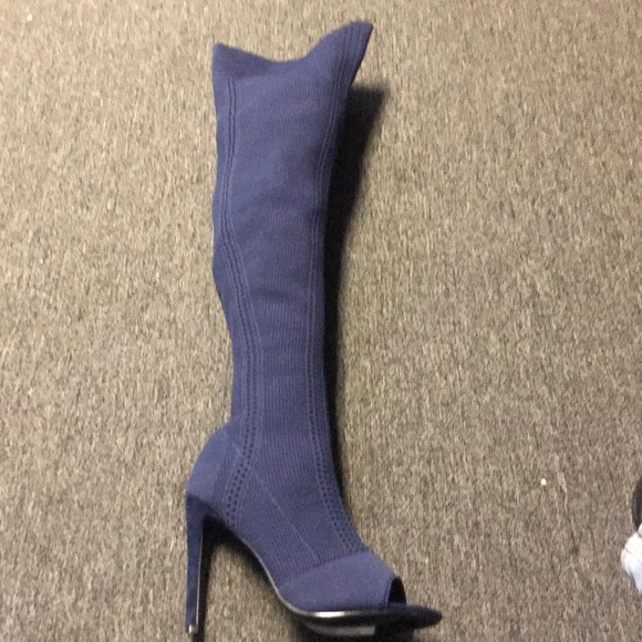 Cape Robbin Shoes - Blue open toe Thigh high boot